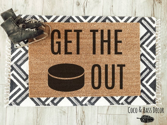 Get The Puck Out Doormat Welcome Mat Funny Doormat Canadian Etsy