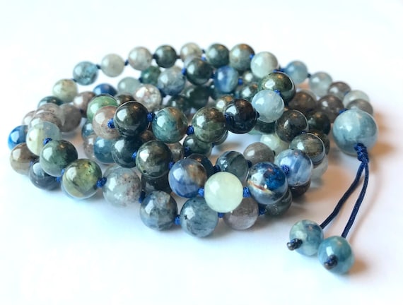 Rare! Multi Color Kyanite Mala Necklace, Mala Beads, Meditation Mala, Yoga Jewelry, Mantra Mala, Prayer Beads, Energizing, Chakra Mala