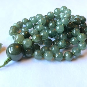 Genuine Premium Quality Grade A Burma Jadeite Mala Necklace, 108 Mala Beads, Meditation Mala, Yoga Beads,  Prayer Beads, Japa Mala