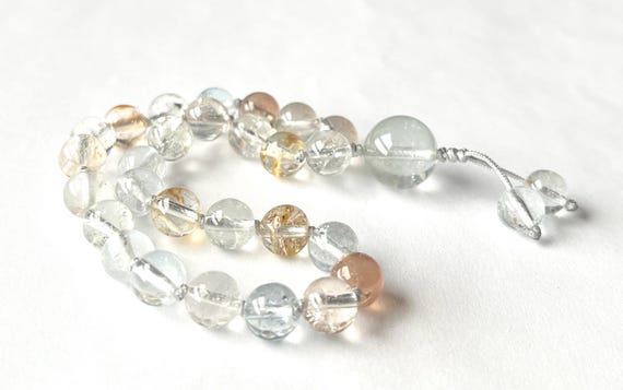 Rare! Natural Multi Color Topaz Mini Pocket Mala, 27 Mala Beads,Meditation Mala, High Frequency Mala, Yoga,  Mantra, Prayer Beads, Japa Mala
