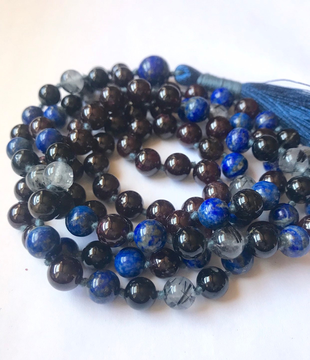 AA Garnet Lapis Lazuli Mala Necklace 108 Mala Beads Buddhist | Etsy