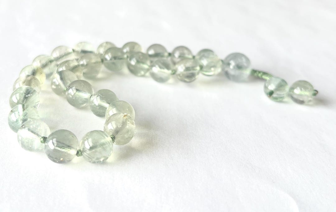 Translucent Beryl Rare, Translucent Green Beryl Mini Pocket Mala, 27 Beads Mala, Natural ...