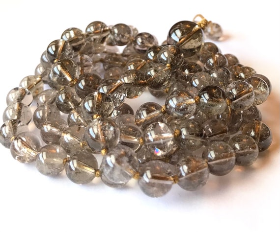 Rare! Smoky Satyaloka  Quartz Mala Necklace, High Frequency Quartz Mala, 108 Mala Beads, Prayer Beads, Meditation Mala, Mantra, Yoga beads