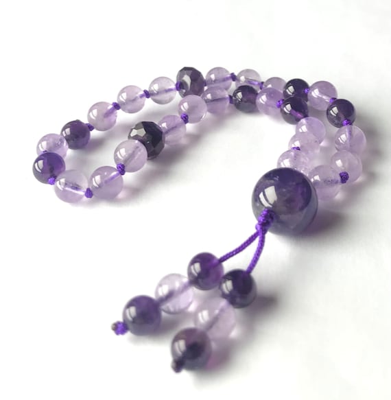 6mm AAA Lavender Amethyst Mini Pocket Mala, 27 Mala Beads, Meditation Mala, Prayer Beads, Yoga Mala, Chakra Healing