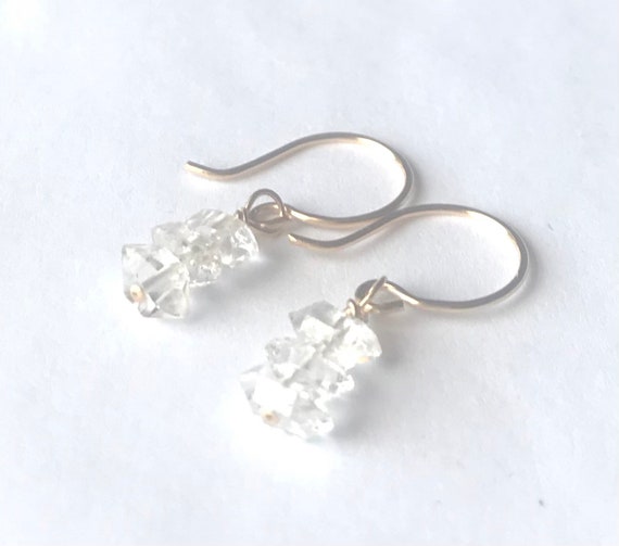 AAA Herkimer Diamond Earring, minimalist Earring, High Vibration, Sterling Silver, Dangle Earring，Healing Crystal, Chakra Cleansing