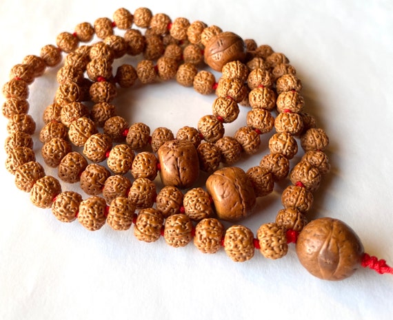 Pathri Rudraksha Mala Necklace, 108 Mala Beads, Chikna Rudraksha, Chikna Pathri, 5-Face, Meditation Mala, Prayer Beads, Japa Mala, Mntra