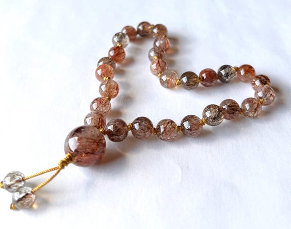 Rare! Super Seven Mini Pocket Mala, 27 Beads Mala, Premium Black Gold Super Seven Crystal, High Vibration, Meditation, Yoga, Prayer Beads