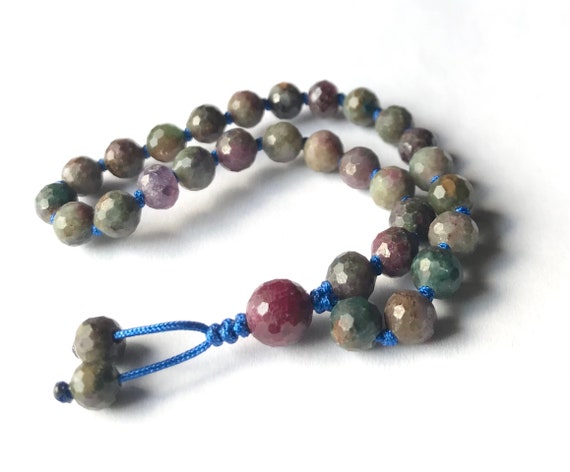 Dainty 6mm Ruby in Kyanite Mini Pocket Mala, 27 Beads Mini Mala, Meditation Mala, Yoga Beads, Prayer Beads, Chakra Healing, Buddhist Beads