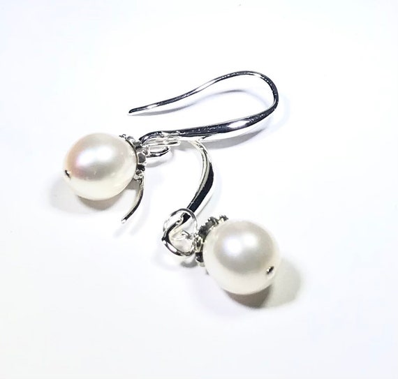 Fresh Water Pearl Earring, Minimalist Earring, Jun Birthstone, Sterling Silver, Dangle Earring