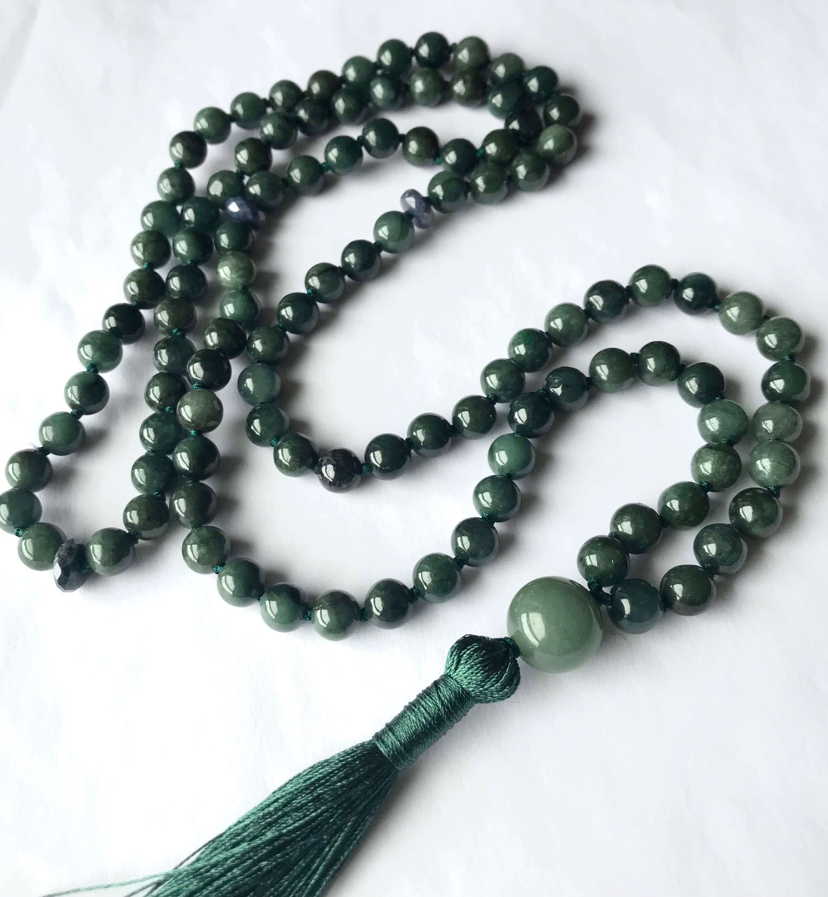 Genuine Grade A Burma Jadeite Mala Necklace Sapphire 108 | Etsy