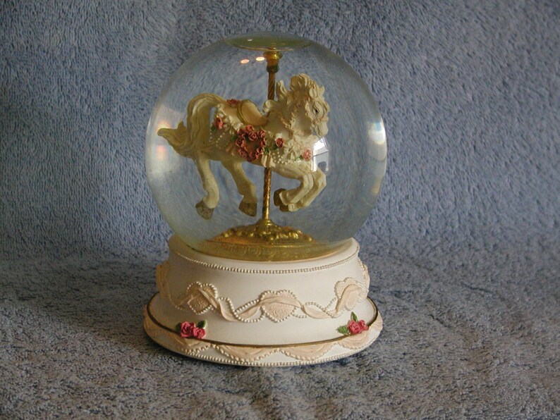 Musical Snow Globe Carousel Horse San Francisco Music Box Etsy