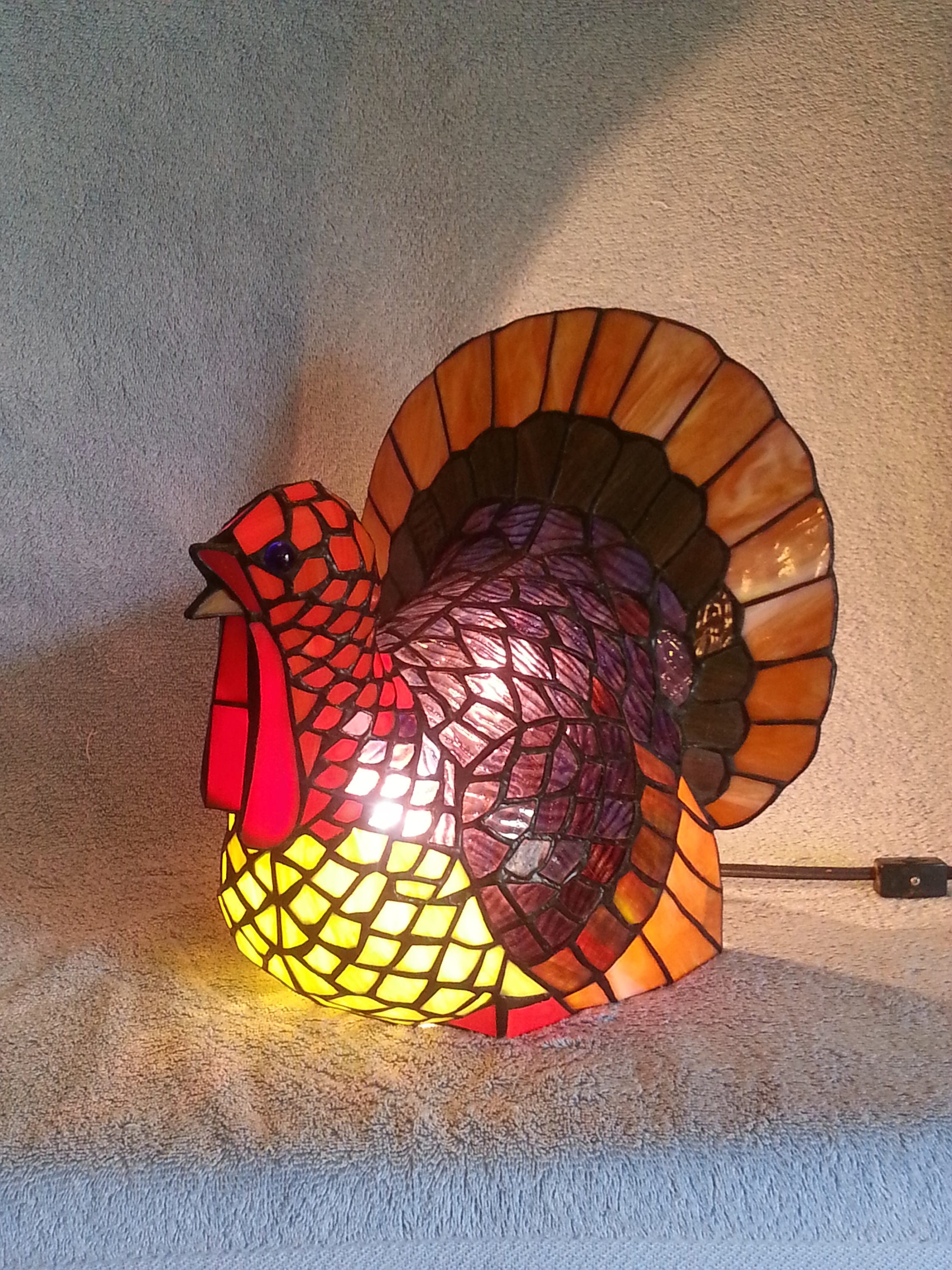 Stained Glass Turkey Lamp Accent Lamp Thanksgiving Themed Lamp