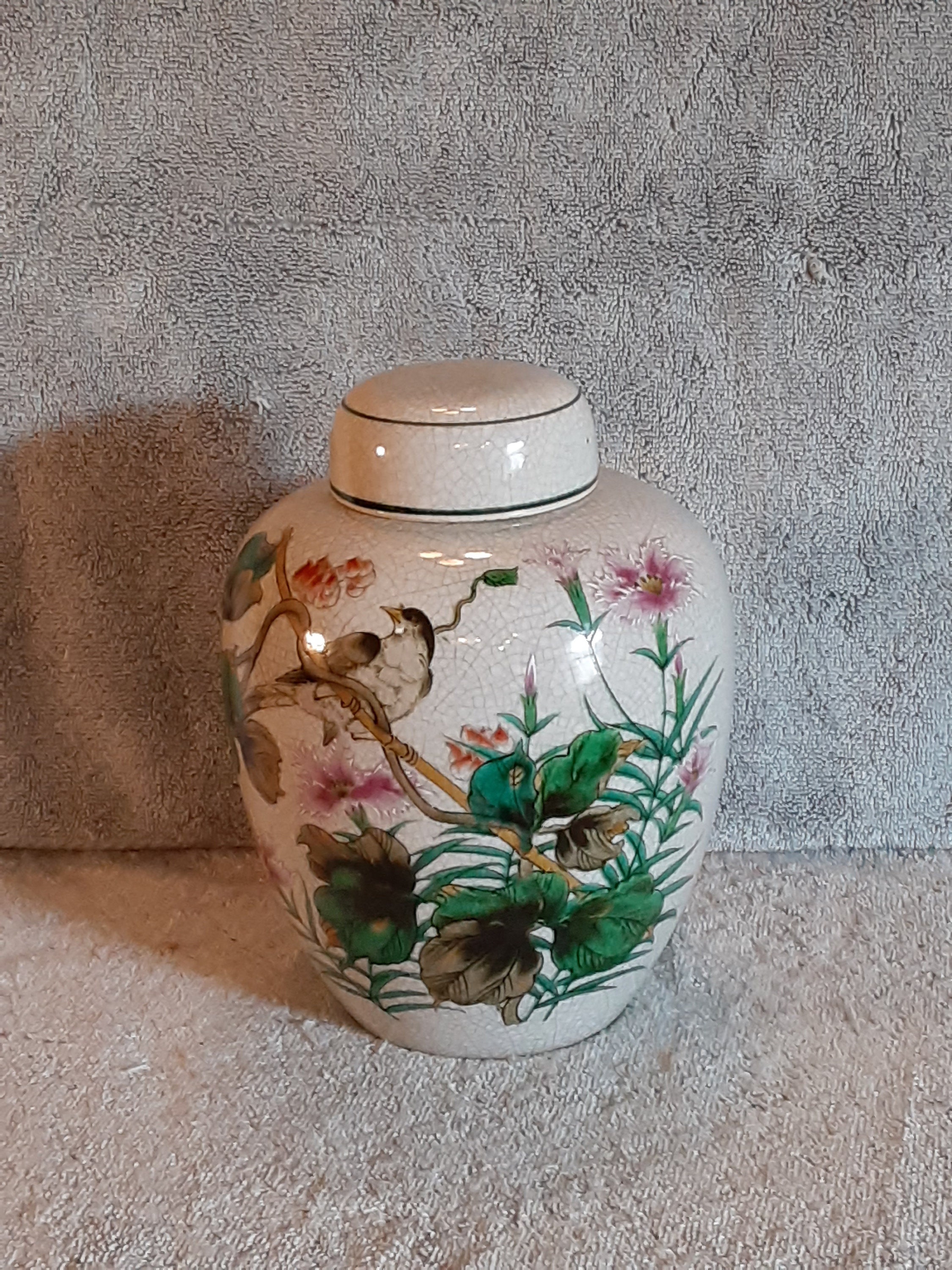 Asian Ginger Jar / Urn Ginger Jar Floral and Bird Theme Etsy
