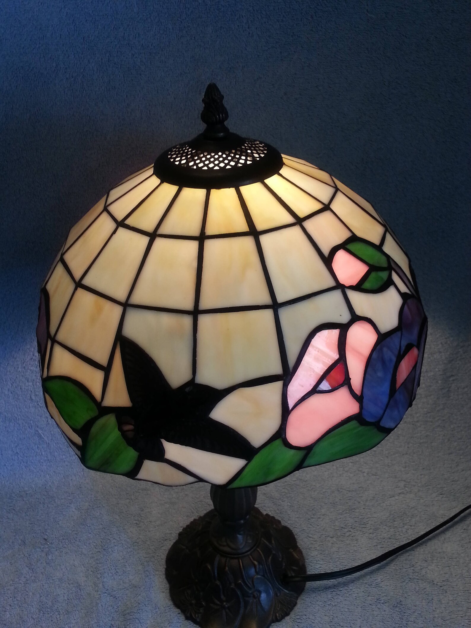 Stained Glass Lamp Hummingbird Motif Table Lamp Etsy