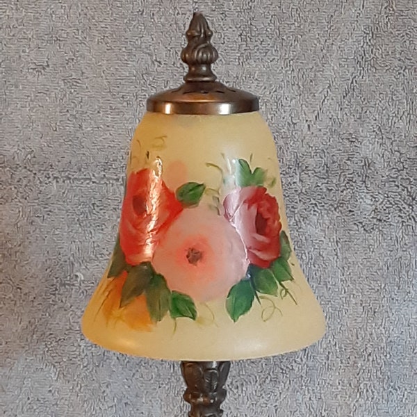 Boudoir Lamp - Dale Tiffany - Hand Painted Shade - Accent Lamp - Floral Theme