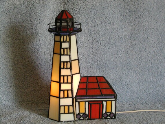 Stained Glass Lighthouse Accent Lamp Nightlight Stained Glass Lighthouse Accent Lamp, Stained Glass Lighthouse Lamp