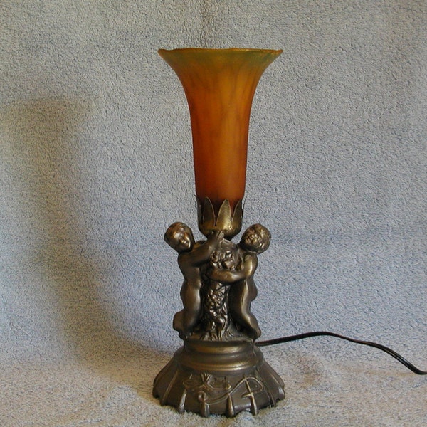 Angels Trumpet Lamp with Cherub Base - Uplight Lamp - Candelabra Lamp
