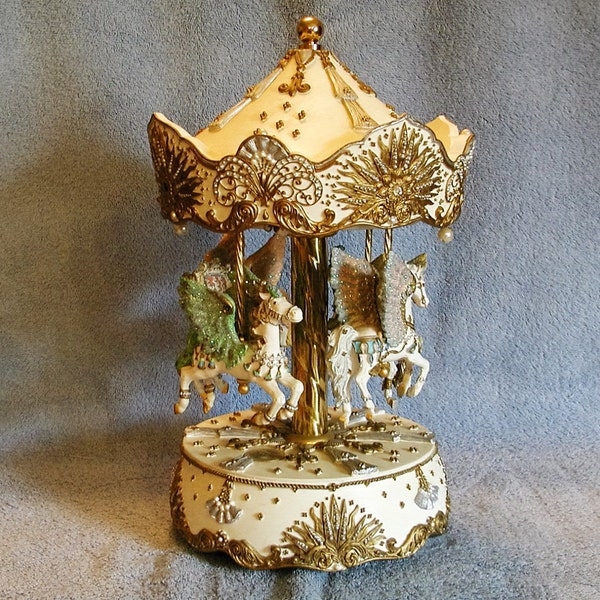 Musical Carousel - Four Horse - Revolving - San Francisco Music Box Co - Limited Edition 1995