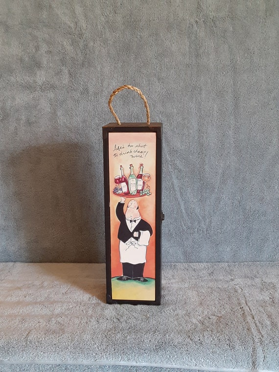 Wine Bottle Holder Waiter Motif Wine Bottle Caddie Wine Etsy