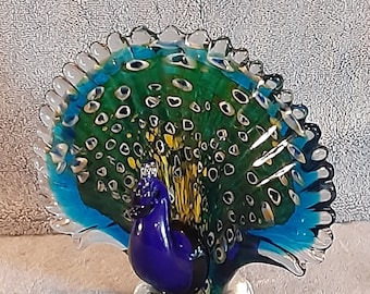 Art Glass Peacock - Murano Style Peacock