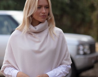 Cashmere poncho, turtle neck cashmere poncho