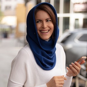 Pure cashmere hood / snood, plain knit snood, cowl, scarf by Willow Luxury