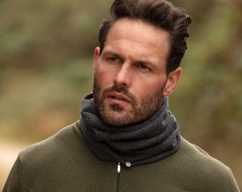 Men’s cashmere snood, pure cashmere neck warmer, cashmere infinity