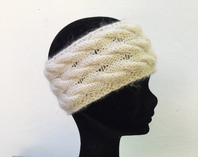 Alpaca ear warmer / headband, wheat fluffy alpaca ear warmer by Willow Luxury