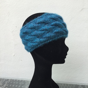 Alpaca ear warmer / headband, turquoise fluffy alpaca ear warmer by Willow Luxury