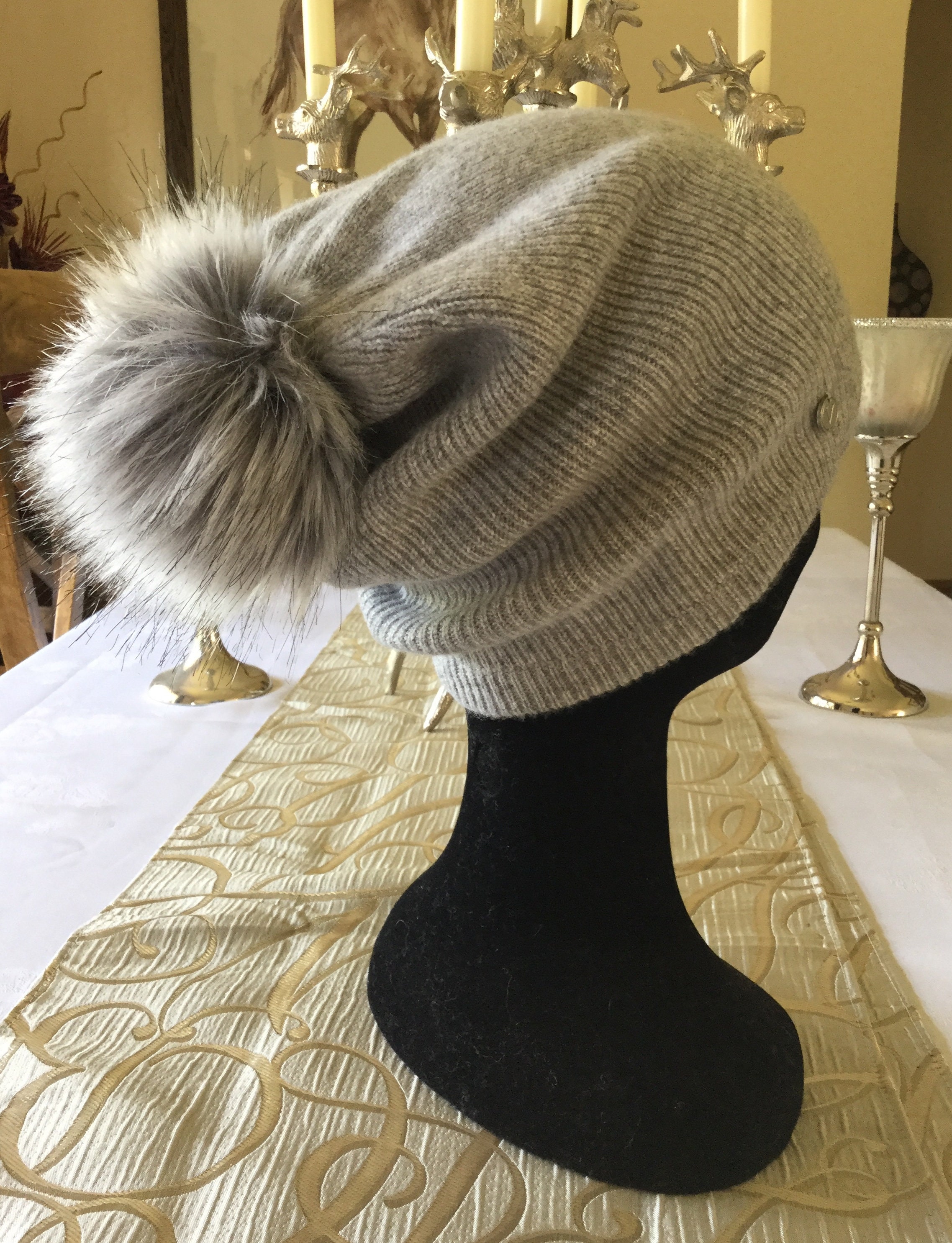 Lightweight Cashmere Pom Pom Hat, Cashmere Hat, Cashmere Pom Pom