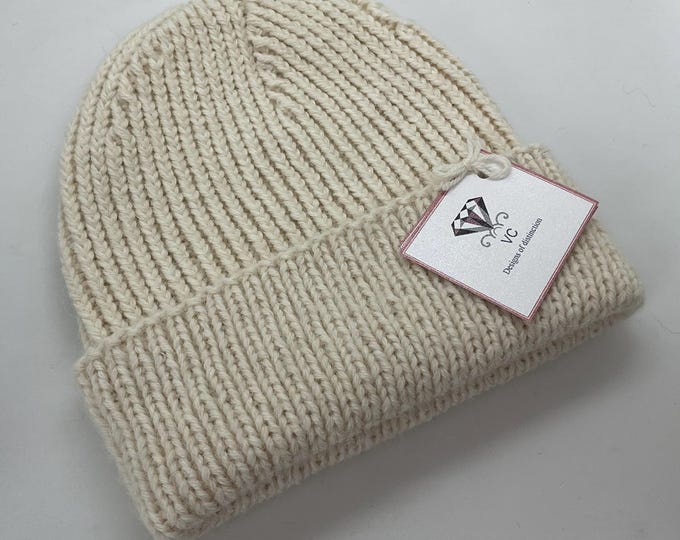 Handmade Chunky Alpaca Cashmere Beanie: Unisex Knit Hat