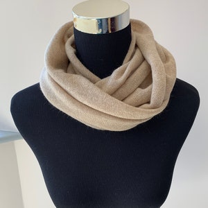 Pure cashmere snood, camel cashmere snood, cashmere neck warmer, camel, cashmere scarf, lightweight snood, cowl, scarf by Willow Luxury
