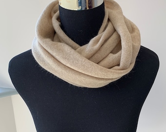 Pure cashmere snood, camel cashmere snood, cashmere neck warmer, camel, cashmere scarf, lightweight snood, cowl, scarf by Willow Luxury