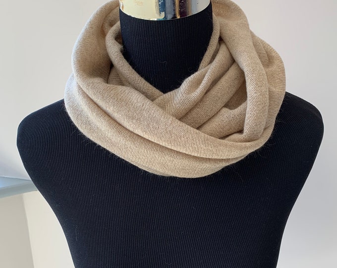 Pure cashmere snood, camel cashmere snood, cashmere neck warmer, camel, cashmere scarf, lightweight snood, cowl, scarf by Willow Luxury