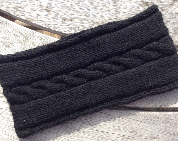 Black pure cashmere headband / ear warmer by Willow Luxury ( one size)