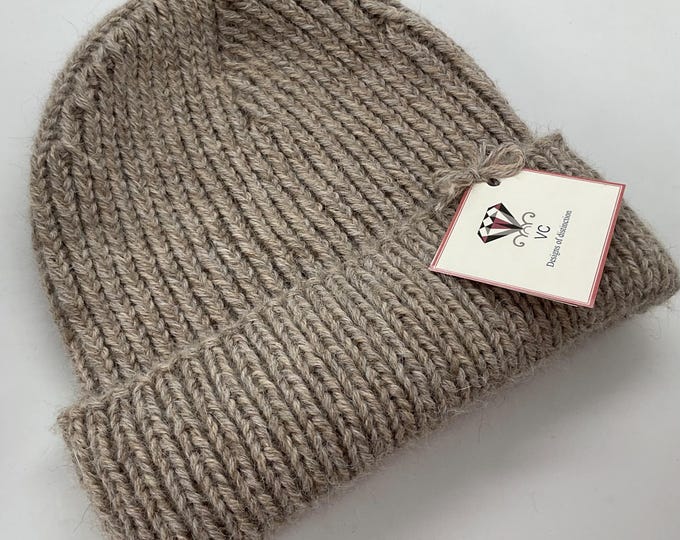 Handmade Alpaca Cashmere Beanie: Unisex Chunky Knit Hat
