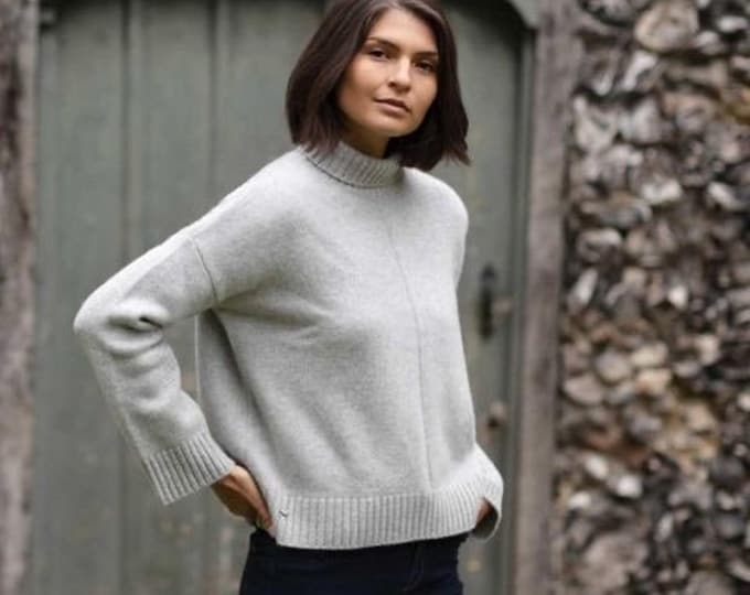 Cashmere sweater, pure cashmere jumper, grey cashmere sweater, knitted cashmere sweater, cashmere, designer cashmere jumper