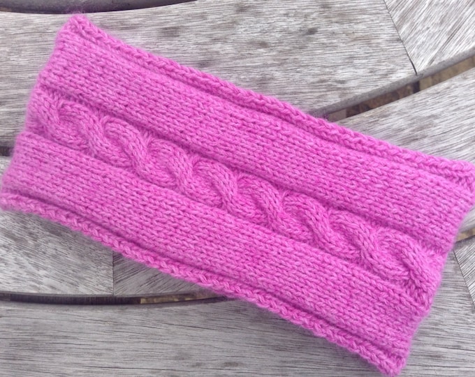 Ladies cerise pink pure cashmere headband / ear warmer by Willow Luxury ( one size)