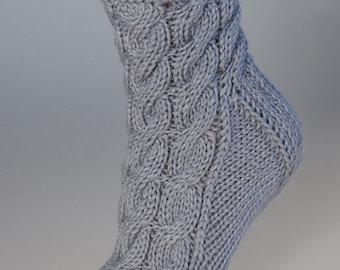 Ladies luxury alpaca & mulberry silk handmade cable bed socks by Willow Luxury
