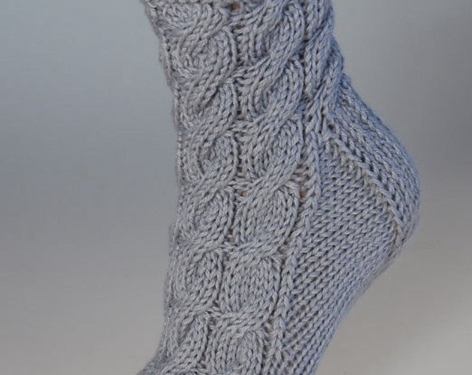 Ladies luxury alpaca & mulberry silk handmade cable bed socks by Willow Luxury
