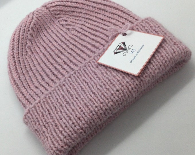 Unisex alpaca and cashmere hat, unisex beanie hat, pink alpaca beanie, ladies beanie hat, alpaca hat, cashmere hat