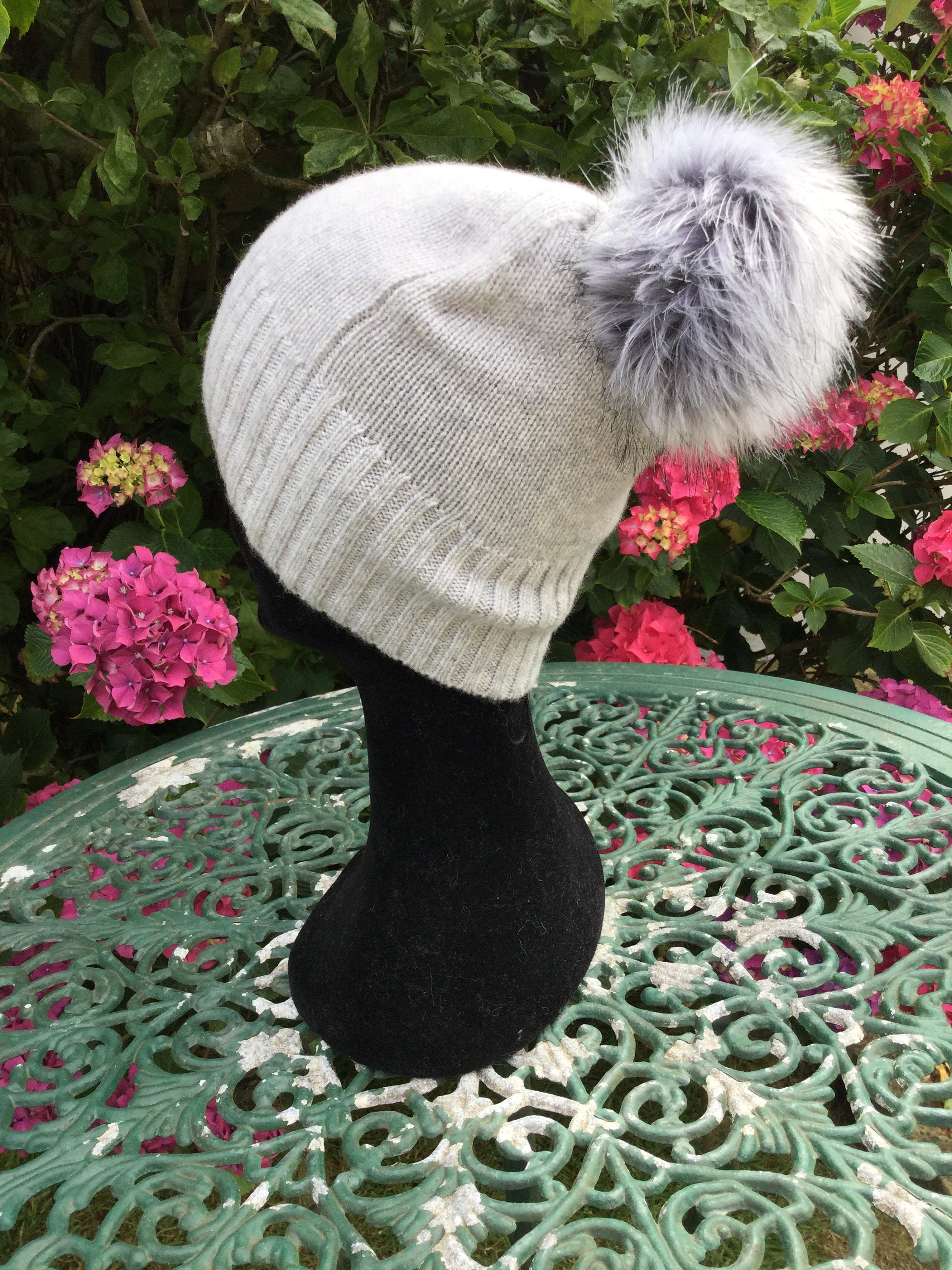 Ladies cashmere Pom Pom hat lightweight cashmere hat part Etsy