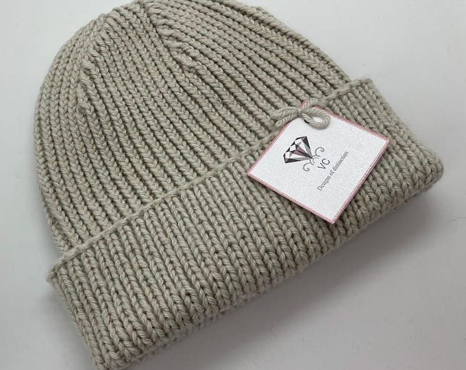 Handmade Cashmere Merino Beanie: Unisex Knit Hat