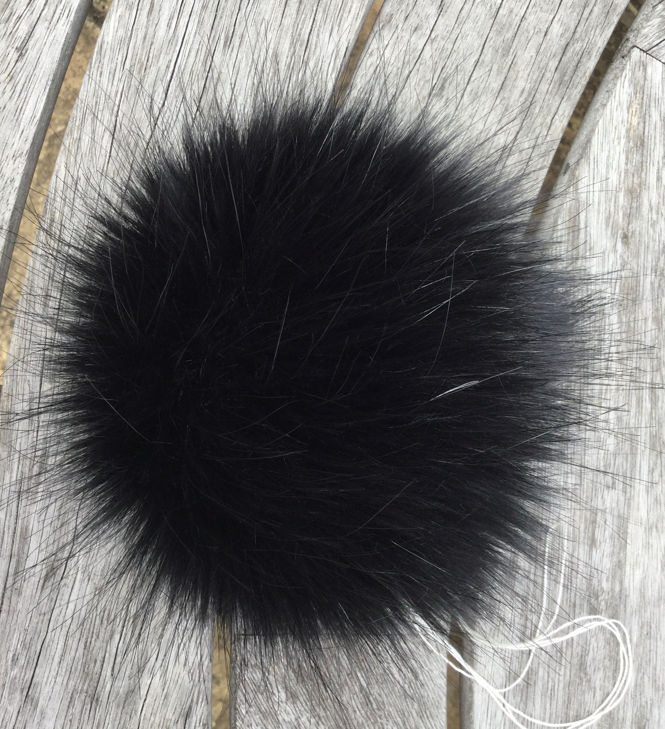 Faux fur Pom Pom, extra large black Pom Pom