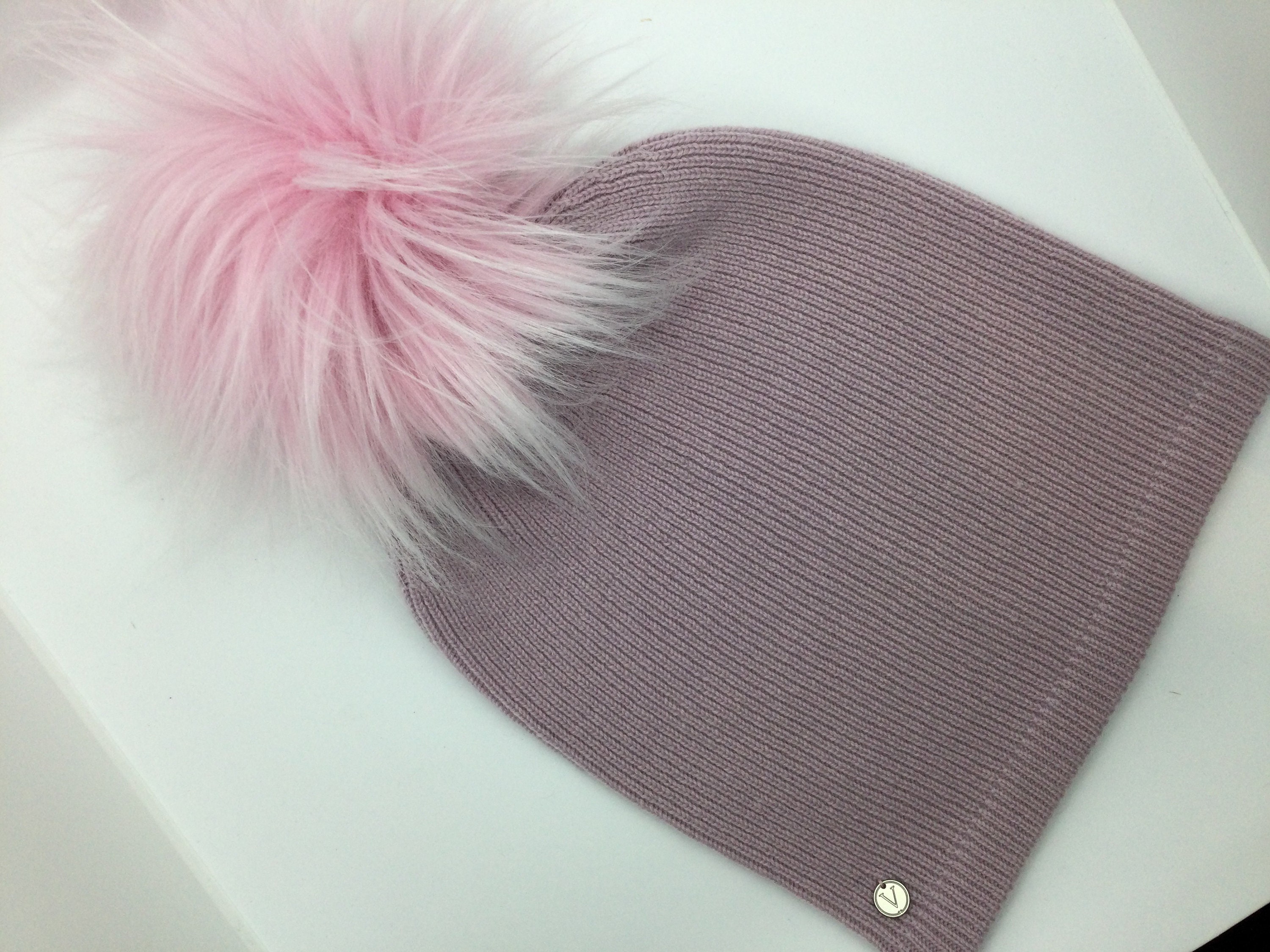 Cashmere Faux Pom Pom Hat Solid Colours Beanie Knit Cashmere 