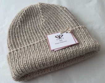 Handmade Chunky Alpaca Cashmere Beanie: Unisex Knit Hat