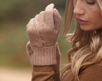 Cashmere gloves, cable cashmere gloves, pure cashmere gloves