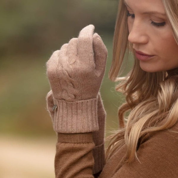 Cashmere gloves, cable cashmere gloves, pure cashmere gloves