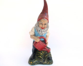 Antique Garden Gnome with watering can, terracotta. #839GC8FK2