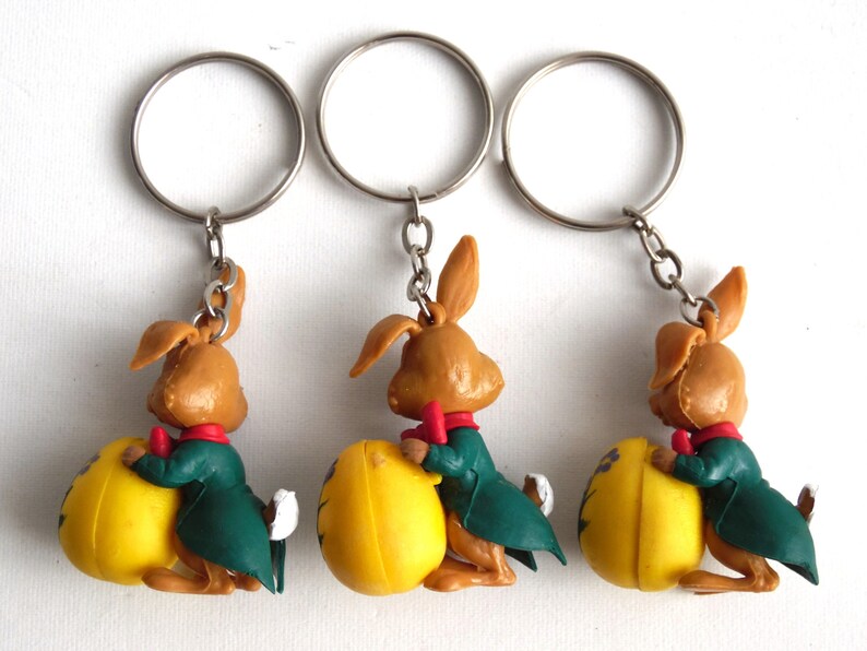 1 Easter Bunny Key Chain Easter Egg Rabbit Figurine Etsy